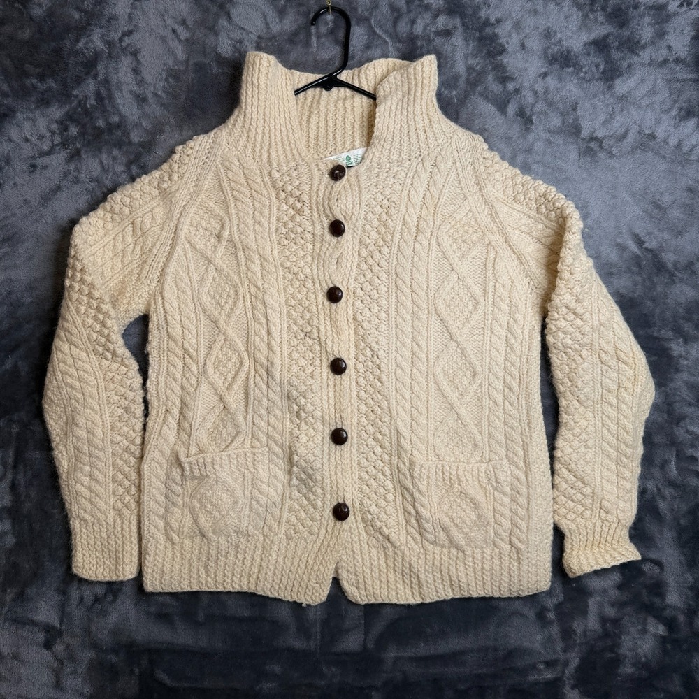 Donegal Hand Knit Sweater Kathleens Mountcharles Purewool Size Medium